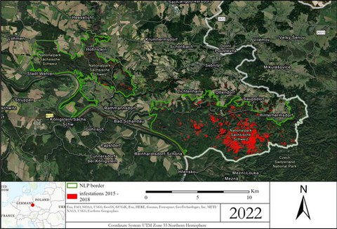 Map of areas infested from 2015 to 2018