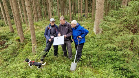 G. Neubauer, M. Bartehlheim und C. Hemker (v.l.n.r.) diskutieren die neuesten Erkenntnisse zum Seifenrelikt.