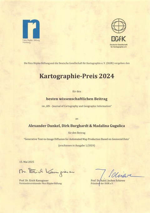 Certificate for the Cartography Award 2024