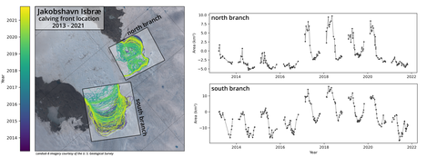 AI-generated calving front time series