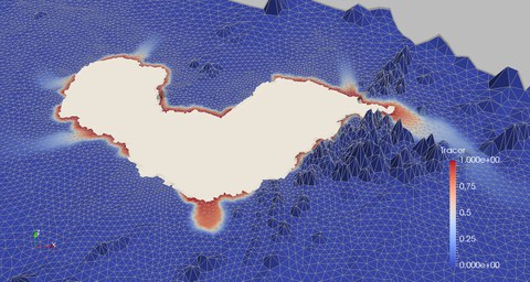 Result of conservative tracer simulation in Lake Chao catchment area