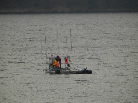 Wartungsarbeiten an der Messplattform auf der Rappbodetalsperre