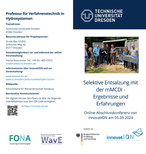 Flyer zur Online-Abschlusskonferenz von innovatION am 05.09.2024 mit Nennung der Ansprechpersonen 
