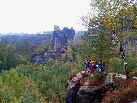 Group of GroundwatCh students at Bastei in Saxony Switzerland