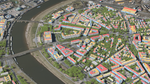 3D-Darstellung einer Stadt mit Solorpotential