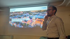 Christopher Szymula presenting the work on Demand-driven railway network capacity assessment using Mixed Integer Programming