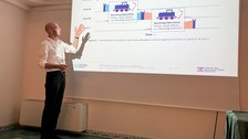 Daniel Haalboom presenting the work on Flexible routing and resource allocations in rail freight yards