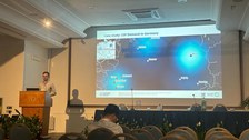 Maurice Krauth presenting the work on A mode choice model for sustainable freight transport considering urban logistics stakeholder perspectives