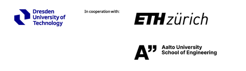 The picture shows the logo of TU Dresden, ETH Zürich and Aalto University, School of Engineering.