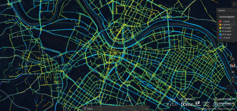 Geschwindigkeitskarte Radverkehr der Stadt Dresden