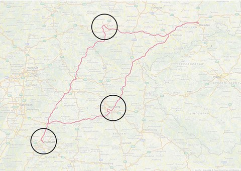 Route der Pfingstexkursion 2019