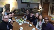 All group drinking coffee