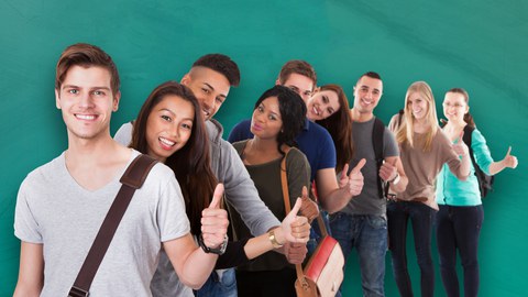 fröhliche Studierende