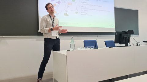 Man presents scientific speech