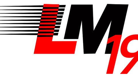 Logo LM 2019: Black parallel lines before a red L. After the L there is a black M and then below overlapping a red 19.