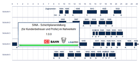 Shift schedule with blue boxes in the respective time.