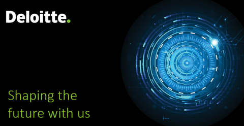 Zu sehen ist das Logo von Deloitte und eine blaue Kugel 