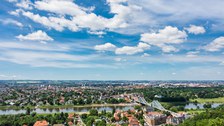 Zu sehen sind die Elbe und das Blaue Wunder
