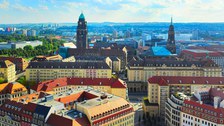 Zu sehen ist die Dresnder Altstadt aus der Vogelperspektive heraus