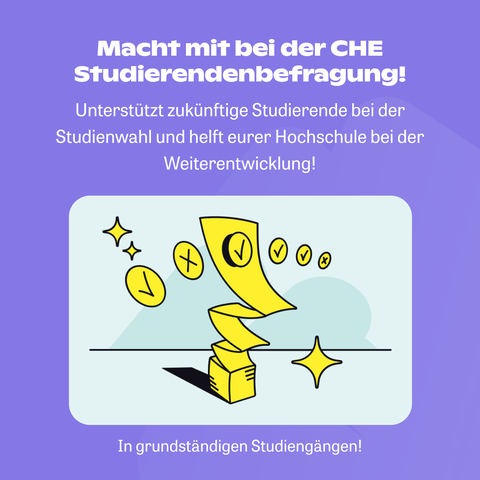 Zu sehen ist Werbung für die CHE-Befragung