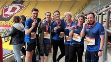 Man sieht das Team der REWE Team Challenge von der Professur für Wirtschaftspädagogik und des Informatiklabors