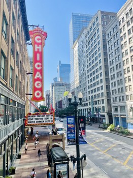 Man sieht die Skyline von Chicago.