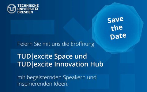 Man sieht die Einladung für das TUD I excite Space