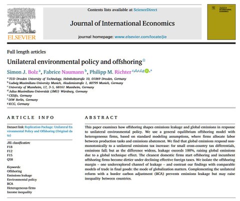 Unilateral Environmental Policy and Offshoring
