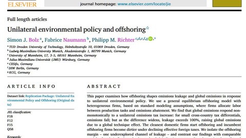 Unilateral Environmental Policy and Offshoring