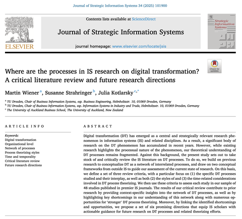 JSIS article on digital transformation processes