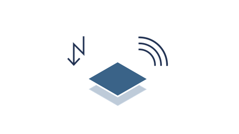 Icon of the research topic RA1-3: New Functionalities – material with symbols for power generation and wireless signal