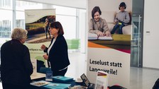 The Information stand of feelSpace GmbH, a company focusing on creating innovative technologies. 