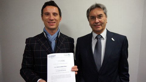  Dr. Carlo Cannistraci with TUD Rector Prof. Dr. Hans Müller-Steinhagen