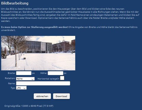 Screenshot Bildbearbeitung im Bildpool