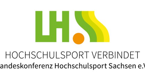 Grafik Logo des Landesverbandes Hochschulsport mit Motto "Hochschulsport verbindet"
