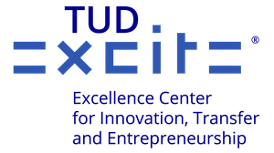 Logo mit Schriftzug: "TUD excite" darunter "Exzellence Center for Innovation, Transfer and Entrepreneurship"