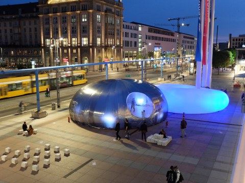 Artistic installation in front of the Kulturpalast Dresden