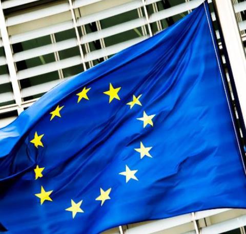 European flags in front of the Berlaymont building