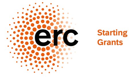 rote Punkte im Kreis um die Buchstaben ERC, rechts der Schriftzug Starting Grant