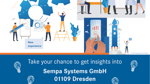 Poster: HZDR Company Visits. Put your own ideas into practice. Stilisierte Darstellungen von Menschen auf Zahnrädern und an Tafeln, an Flipcharts, beim Raketenstart. Take your chance to get insights into Sempa Systems GmbH, 01109 Dresden, on 26 March 2024, from 9.30 a.m. to 12 p.m. How to participate? Please register under the QR code: There are 15 spaces available. First come, first serve! A waiting list is possible. You will then receive a confirmation with the exact address and where we meet. Please note that you have to organize the journey to and from the company on your own. The company visits program is a joint initiative of the Postdoc Center HZDR-TUD and the Department of Technology Transfer and Innovation. Discover more company visits under: www.hzdr.de/company-visits