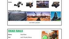 Themenseite Gaming von Andri und Kirill zu Satisfactory 1.0 und von David und Artem zu Dead Rails