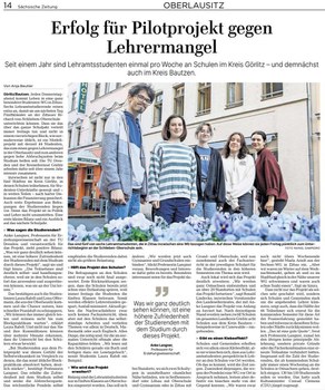 Screenshot des Artikels Erfolg für Pilotprojekt gegen Lehrermangel