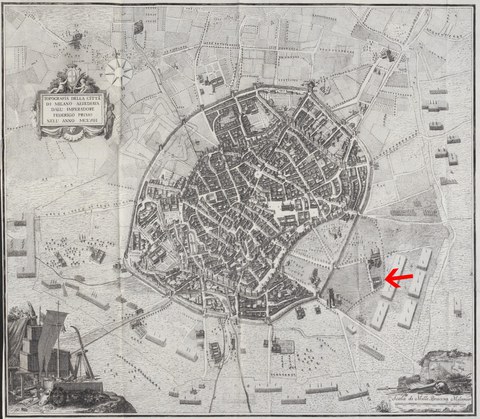 Stadtplan von Mailand aus dem Jahrer 1158.