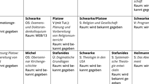 Ein Ausschnitt aus dem Stundenplan