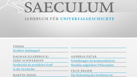 Frontcover Saeculum 70. Jahrgang 1. Halbband: Thema Invektive Spaltungen?
