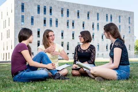 Studierende auf SLUB-Wiese