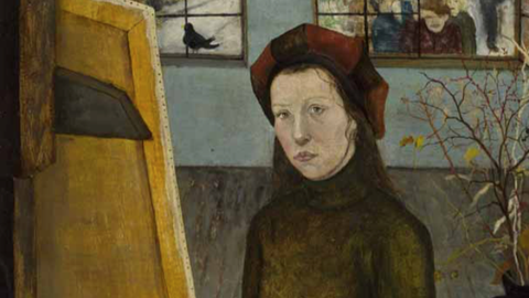 Doris Ziegler: „Das Traumatelier“, 1975, Eitempera, Öl auf Hartfaser 58 x 50 cm (Ausschnitt)