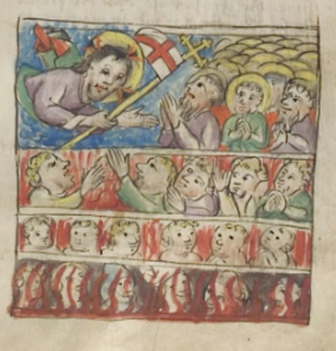 Heilsspiegel, Univ.-Bibliothek Heidelberg, Cod. Pal. germ. 432, Bl. 035r; http://digi.ub.uni-heidelberg.de/diglit/cpg432/0077 [14.04.2021].