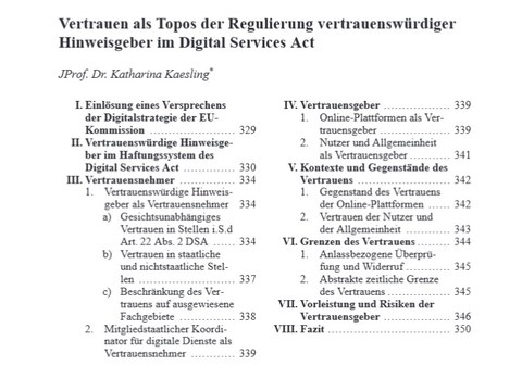 Kaesling, Vertrauen DSA