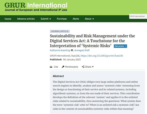 Image of an article in the magazine GRUR International
